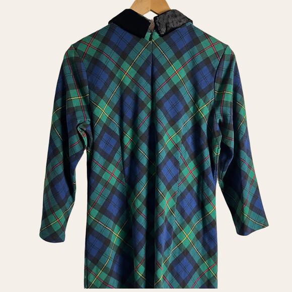 Talbots Black Watch Tartan Plaid A-Line Collared Shift Dress Size M - Picture 7 of 11
